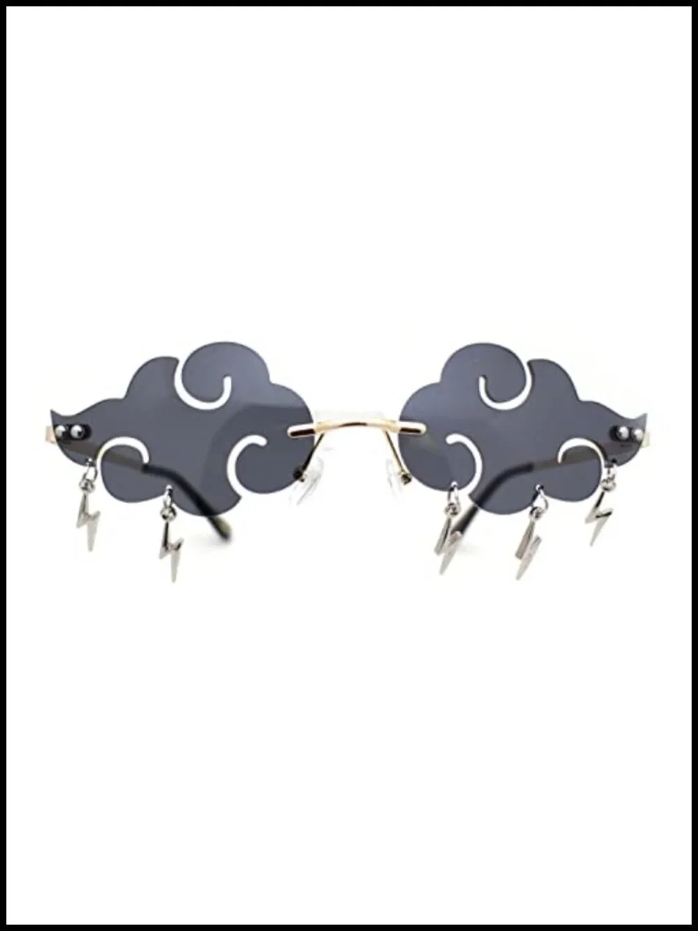 Rimless Cloud Shape Lightning Bolt Tassel Fashion Sunglasses UV400